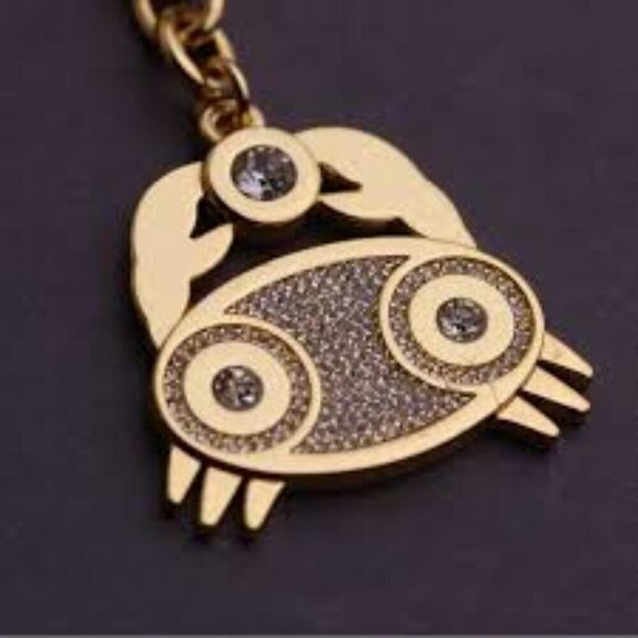 Michael Kors Zodiac Cancer Rhinestone Gold Tone Fashion Keychain Fob - Picture 1 of 7